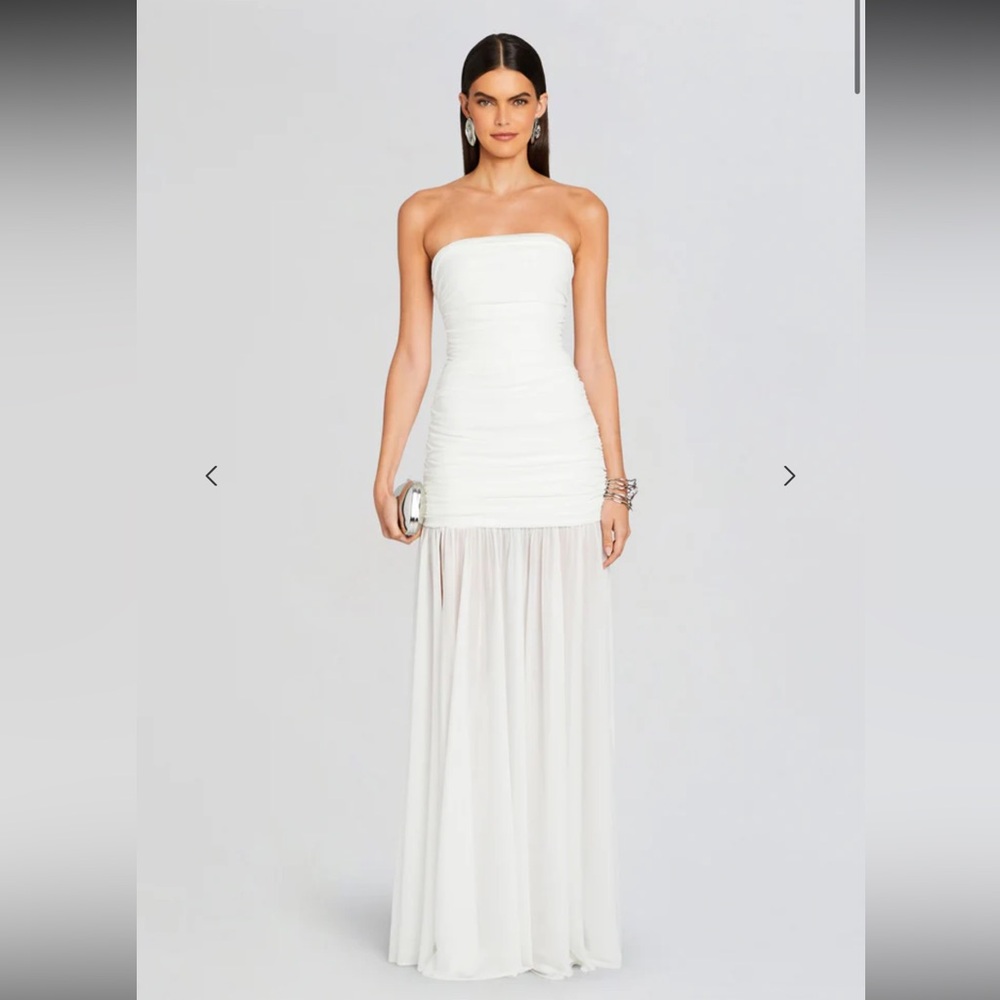Retrofete White Strapless Maxi Dress